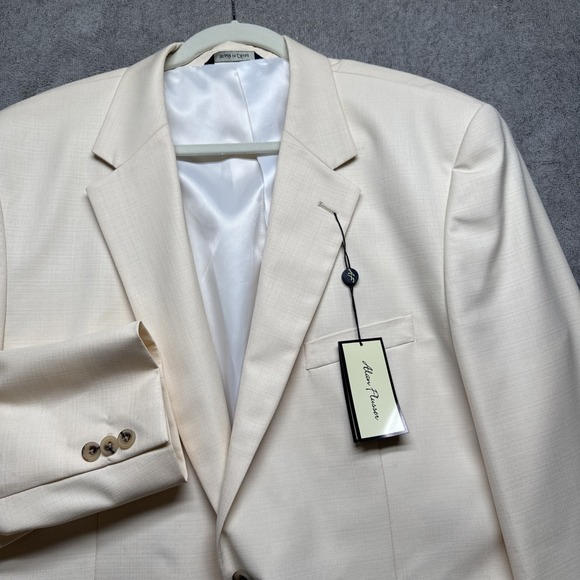 Alan Flusser Ivory Blazer Mens‎ 48R Silk Blend Sport Coat Formal Jacket